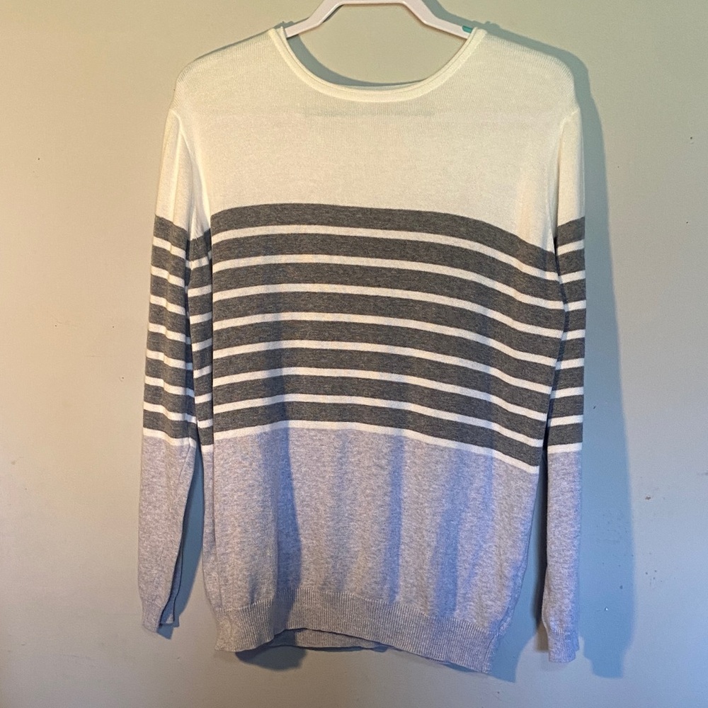 Gray and White Striped women’s Sweater
